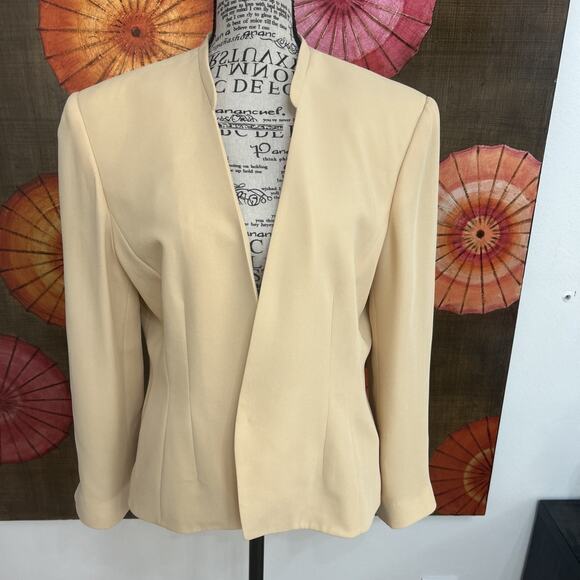WORTH Yellow Silk Blazer Jacket Luxe Workwear Statement Piece Minimalist Sz 14 - Picture 1 of 4